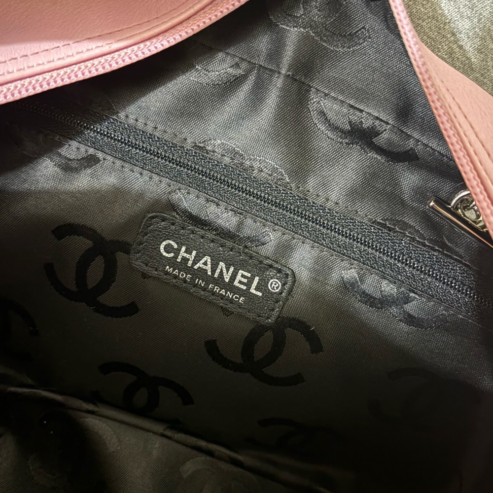 CHANEL Pink and Black Quilted Leather Top-Handle Satchel - Picture 8 of 10